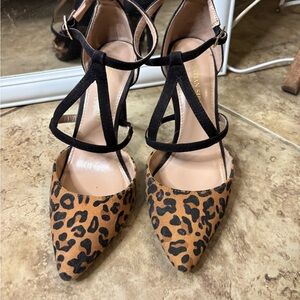 Leopard Print Ankle Strap Heels